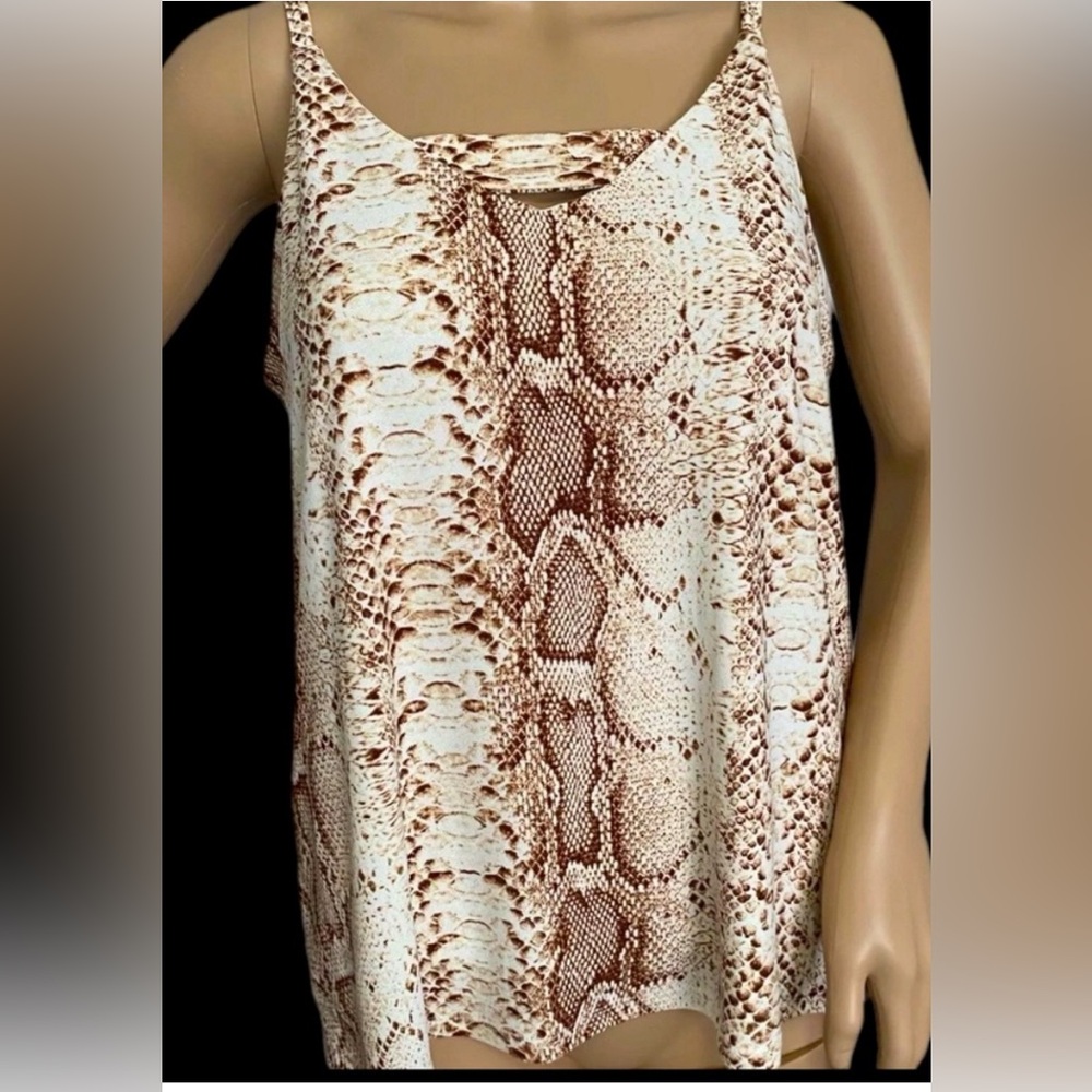 NWT BAR III Snakeskin Print Lined Tank Top Sleeveless Blouse Back Zipper Closure
